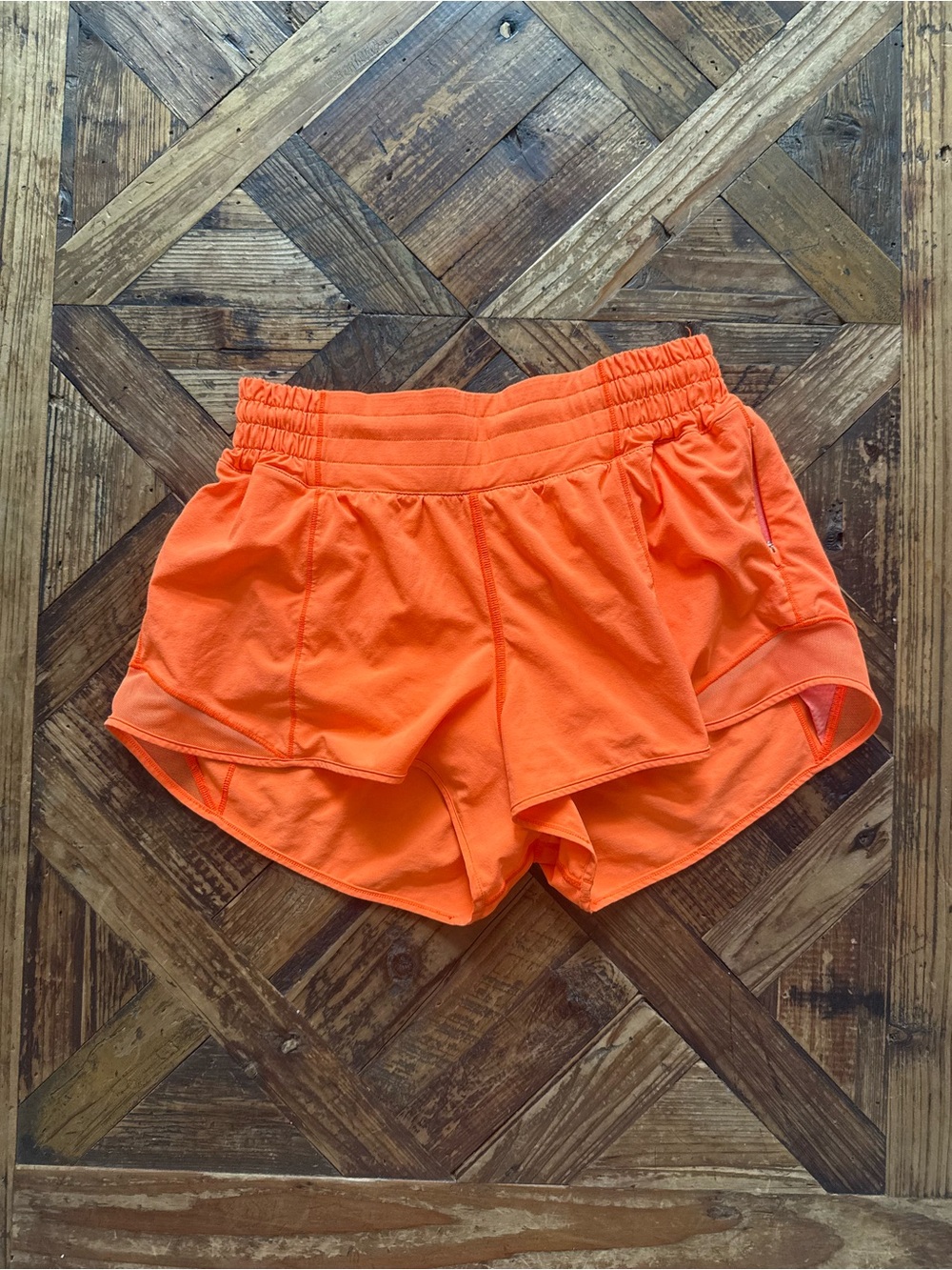 lululemon athletica Neon Orange Runner Shorts